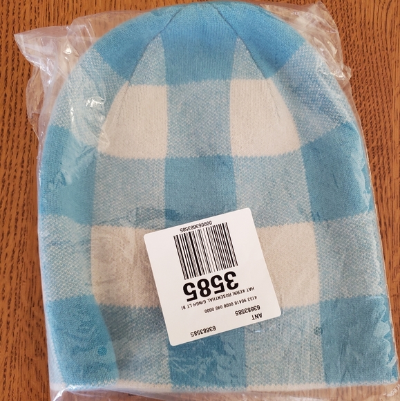 Kerri Rosenthal Handle with Care Cashmere Beanie - light blue check/plaid - Picture 6 of 11